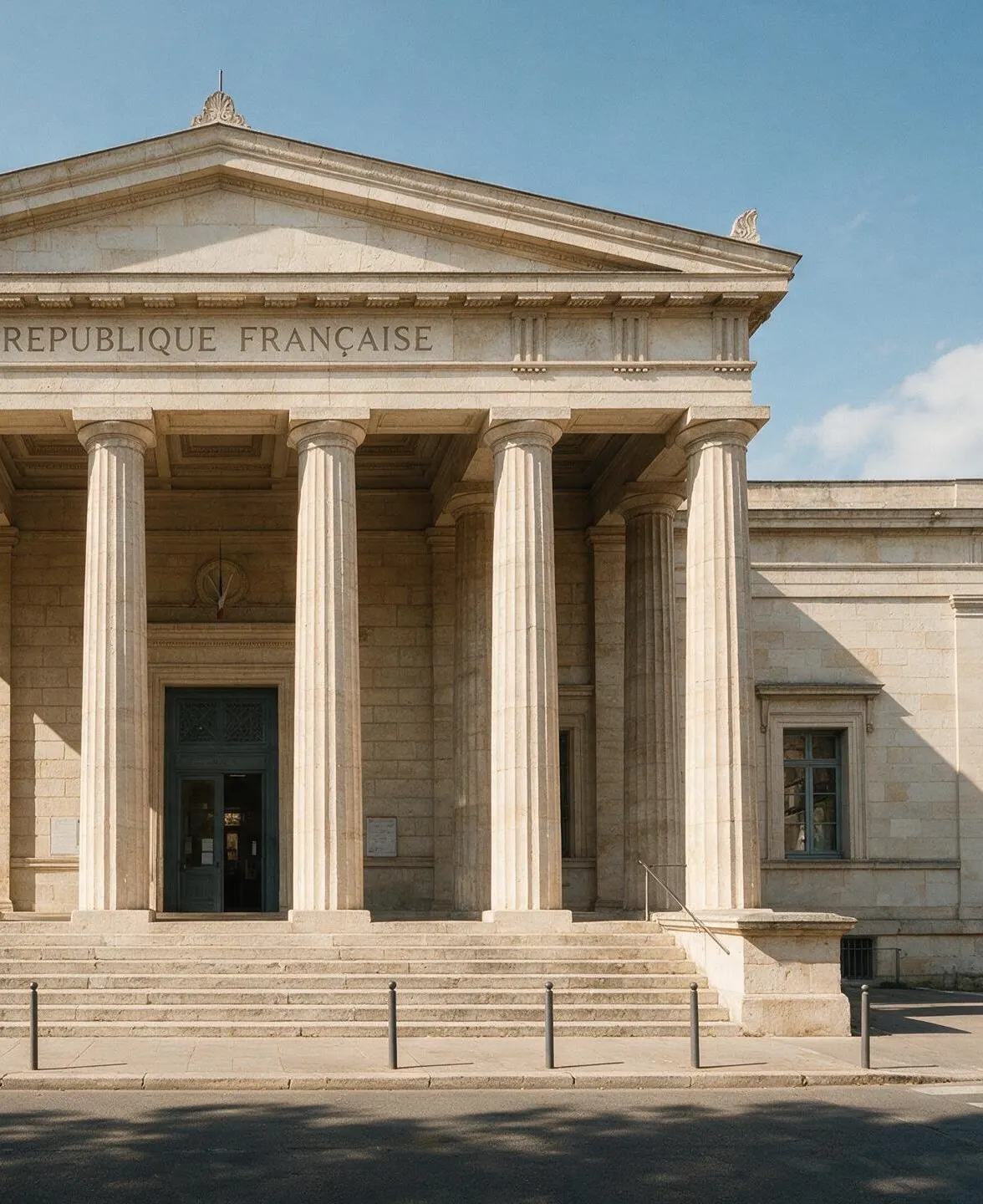 Façade d'un palais de justice français, symbole de la défense des victimes de dommage corporel